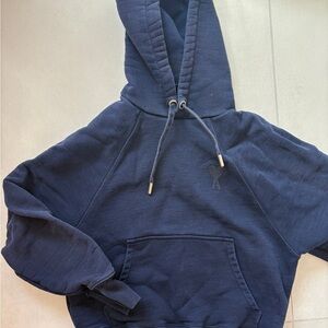 AMI Navy Blue Hoodie with Embroidered Logo